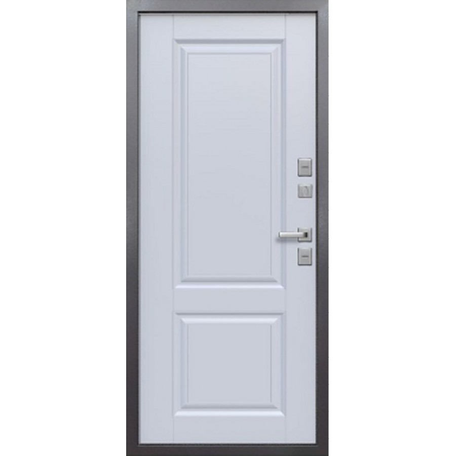 Дверь входная 11 см Протерма Багет Букле Антрацит - МДФ Велюр белый софт