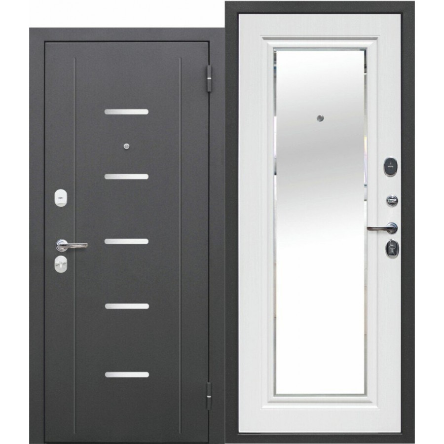 Дверь Гарда Серебро Зеркало Фацет Белый Ясень NEW 7,5 см