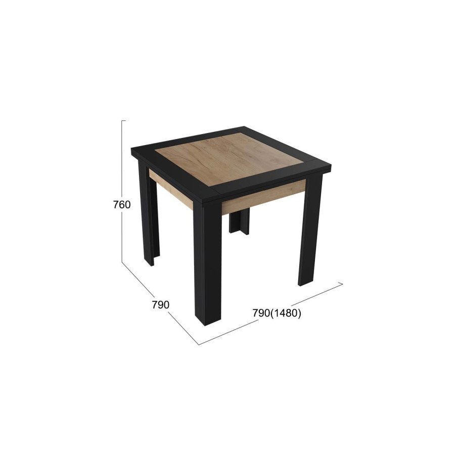 Стол раздвижной «Хьюстон» тип 3 Черный, Дуб Крафт золотой