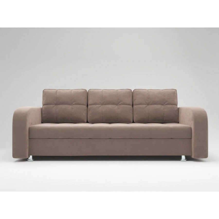 Диван «ЕВРО» с закруглёнными подлокотниками ППУ Серо-коричневый (22)