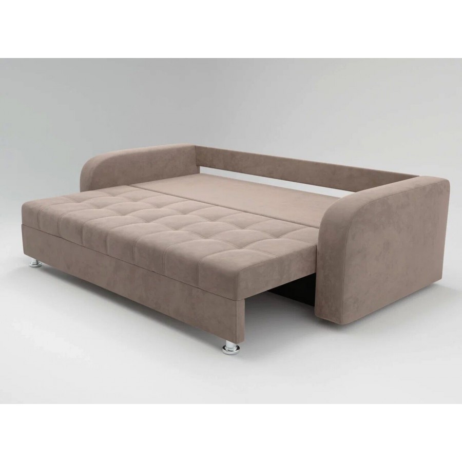 Диван «ЕВРО» с закруглёнными подлокотниками ППУ Серо-коричневый (22)