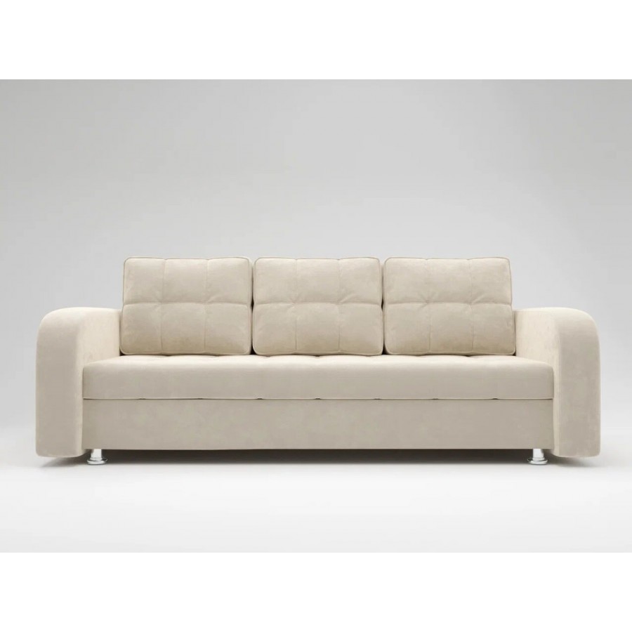 Диван «ЕВРО» с закруглёнными подлокотниками ППУ Светлый крем (01)