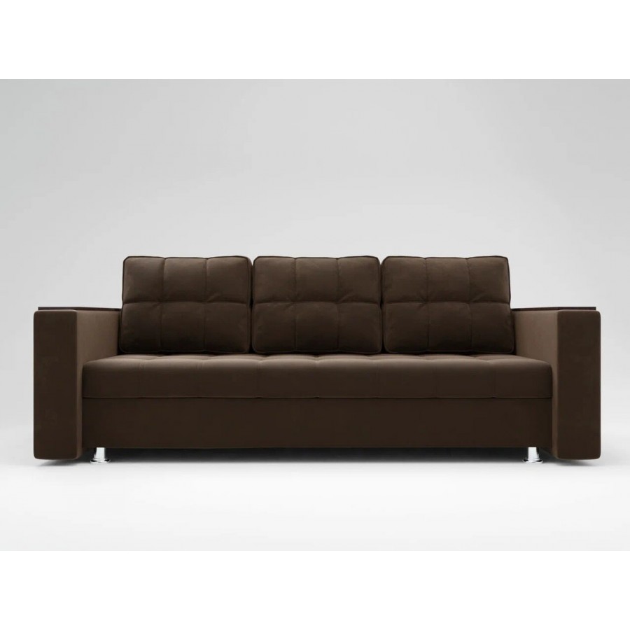 Диван «ЕВРО» с накладками на подлокотниках из МДФ ППУ Коричневый