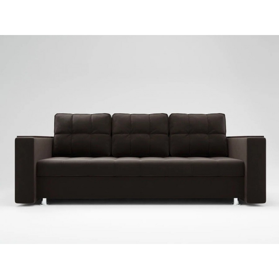 Диван «ЕВРО» с накладками на подлокотниках из МДФ ППУ Тёмно-коричневый