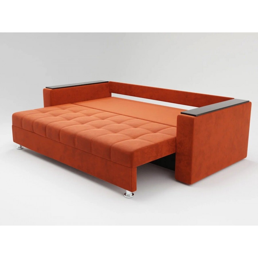 Диван «ЕВРО» с накладками на подлокотниках из МДФ ППУ Оранжевый