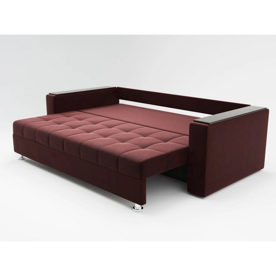 Диван «ЕВРО» с накладками на подлокотниках из МДФ ППУ Тёмный бордо