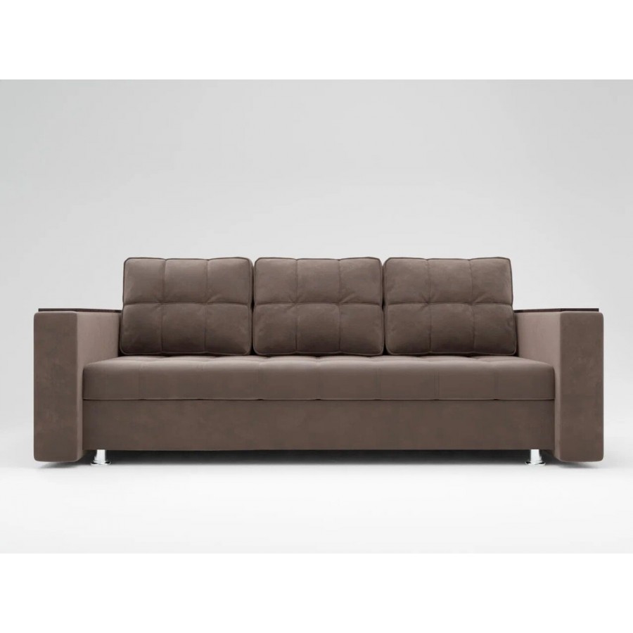 Диван «ЕВРО» с накладками на подлокотниках из МДФ ППУ Бледно-коричневый