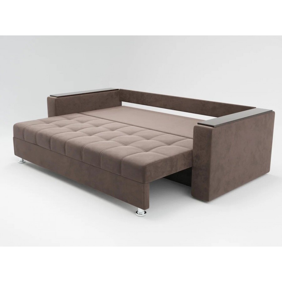 Диван «ЕВРО» с накладками на подлокотниках из МДФ ППУ Бледно-коричневый