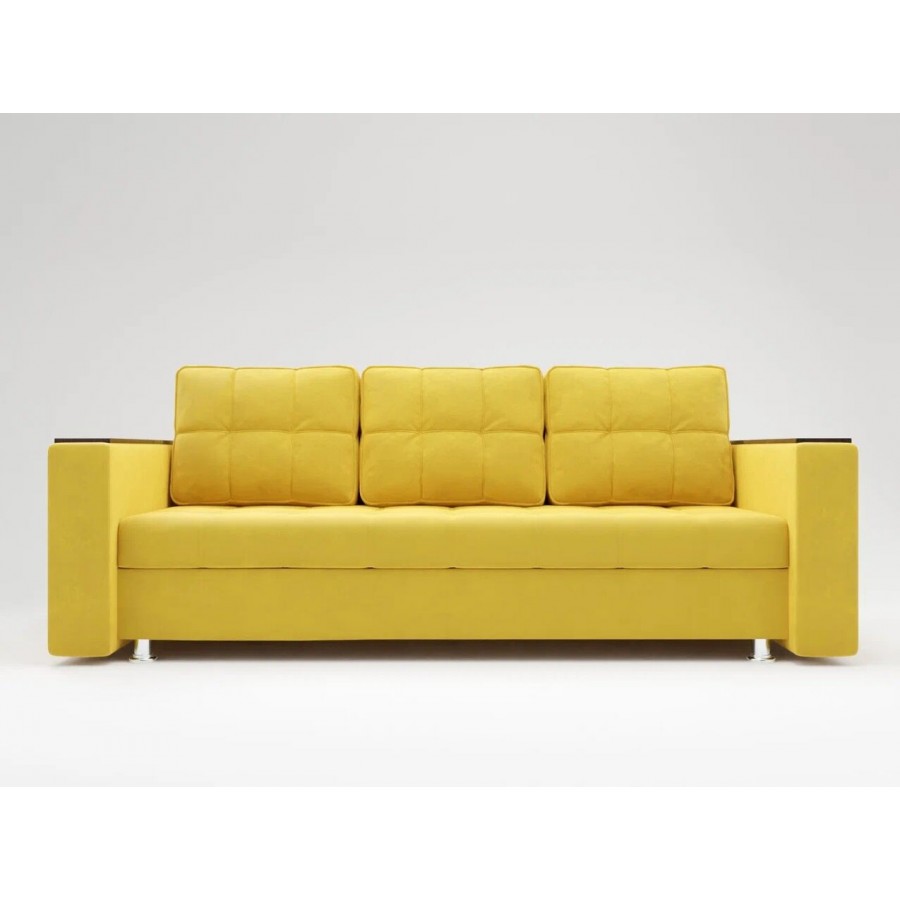 Диван «ЕВРО» с накладками на подлокотниках из МДФ ППУ Жёлтый