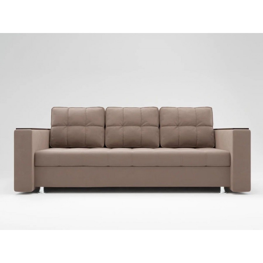 Диван «ЕВРО» с накладками на подлокотниках из МДФ ППУ Серо-коричневый