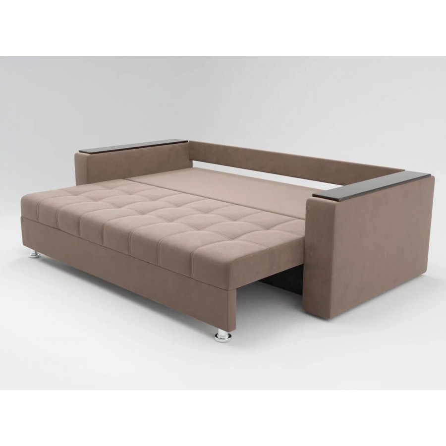 Диван «ЕВРО» с накладками на подлокотниках из МДФ ППУ Серо-коричневый