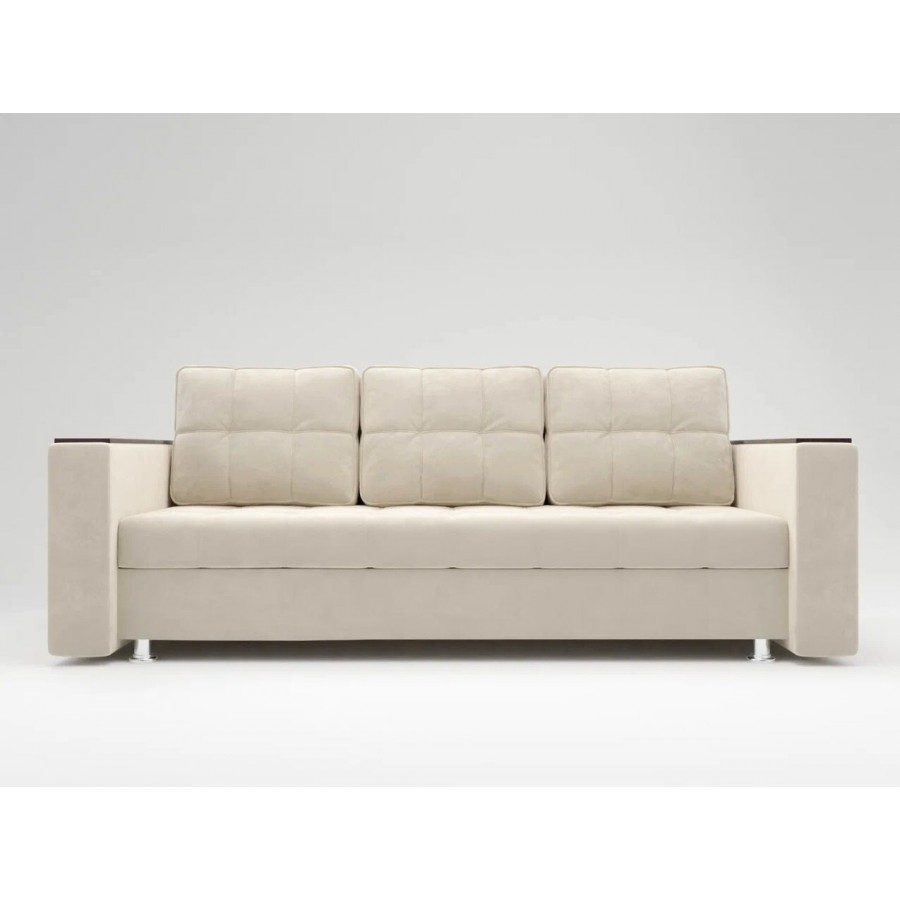 Диван «ЕВРО» с накладками на подлокотниках из МДФ ППУ Светлый крем