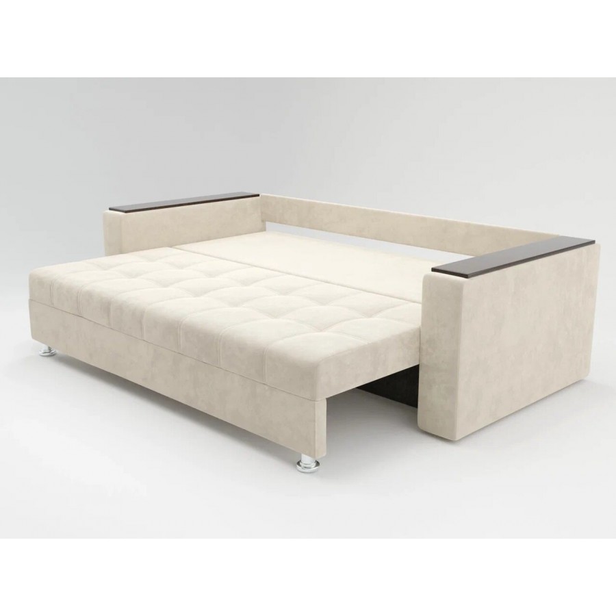 Диван «ЕВРО» с накладками на подлокотниках из МДФ ППУ Светлый крем