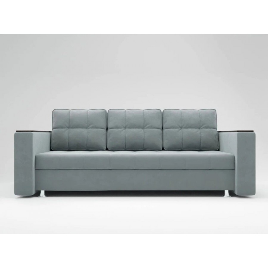 Диван «ЕВРО» с накладками на подлокотниках из МДФ ППУ Светло-серый