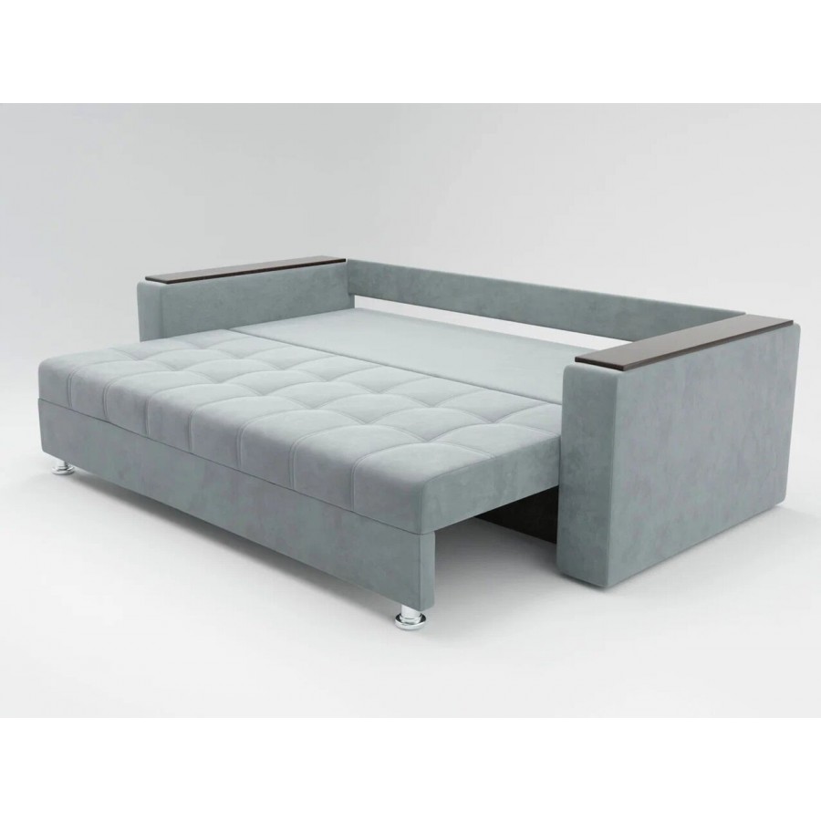 Диван «ЕВРО» с накладками на подлокотниках из МДФ ППУ Светло-серый