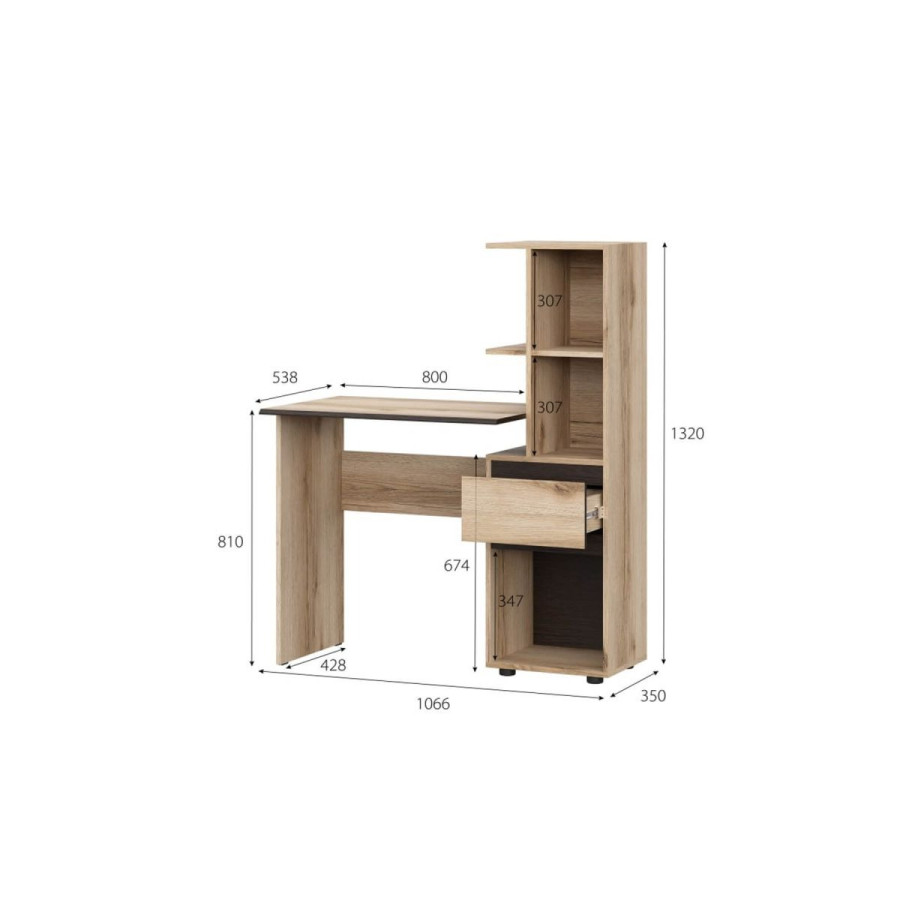 Стол письменный "Берген" Дуб Делано, Дуб Венге