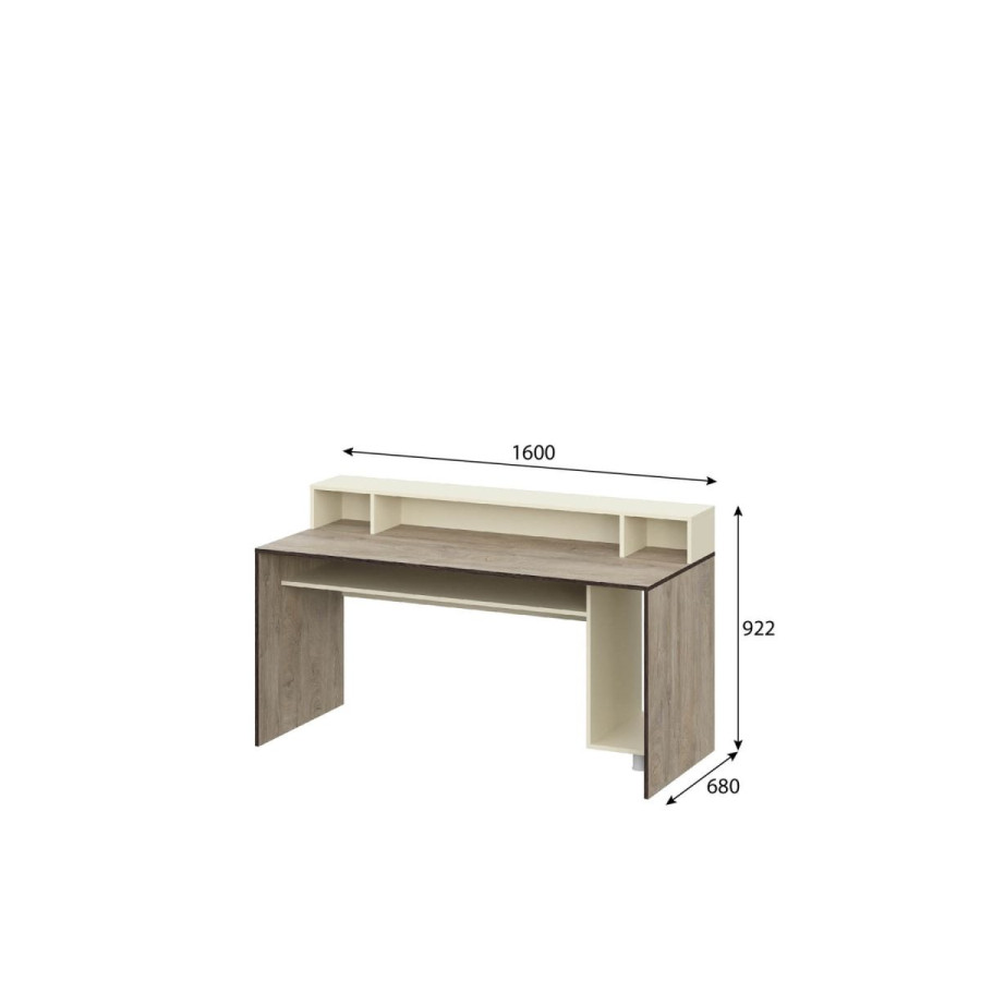 Стол компьютерный "Этна" Дуб Эндгрей, Алебастр