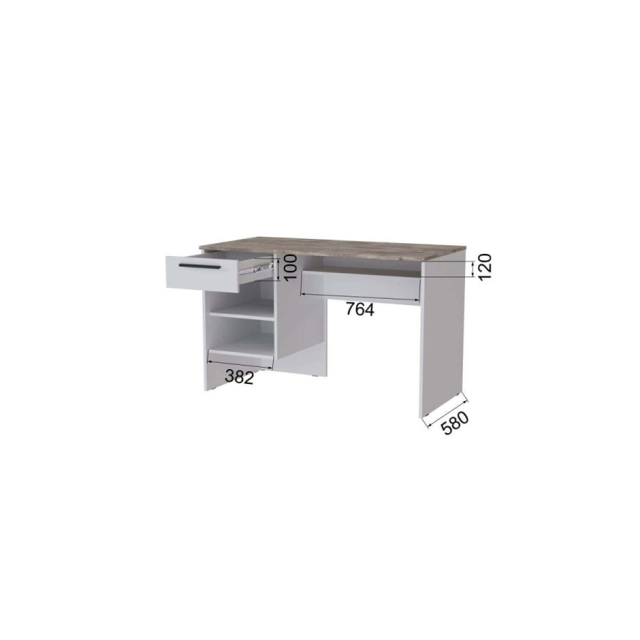 Стол письменный "Линц" Дуб юкон, Белый с тиснением