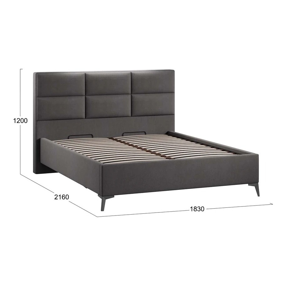 Кровать с ПМ «Делана» (с подъемным механизмом) Велюр Графит 160 см