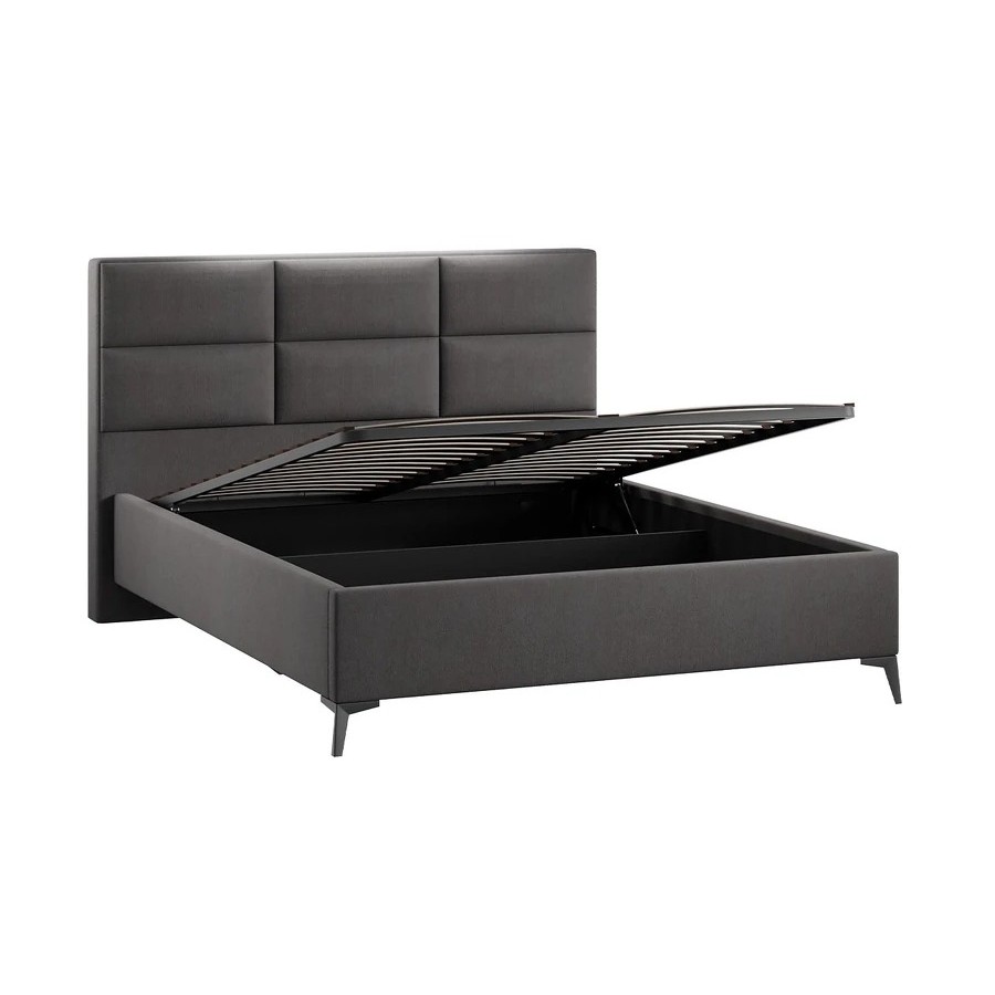 Кровать с ПМ «Делана» (с подъемным механизмом) Велюр Графит 160 см