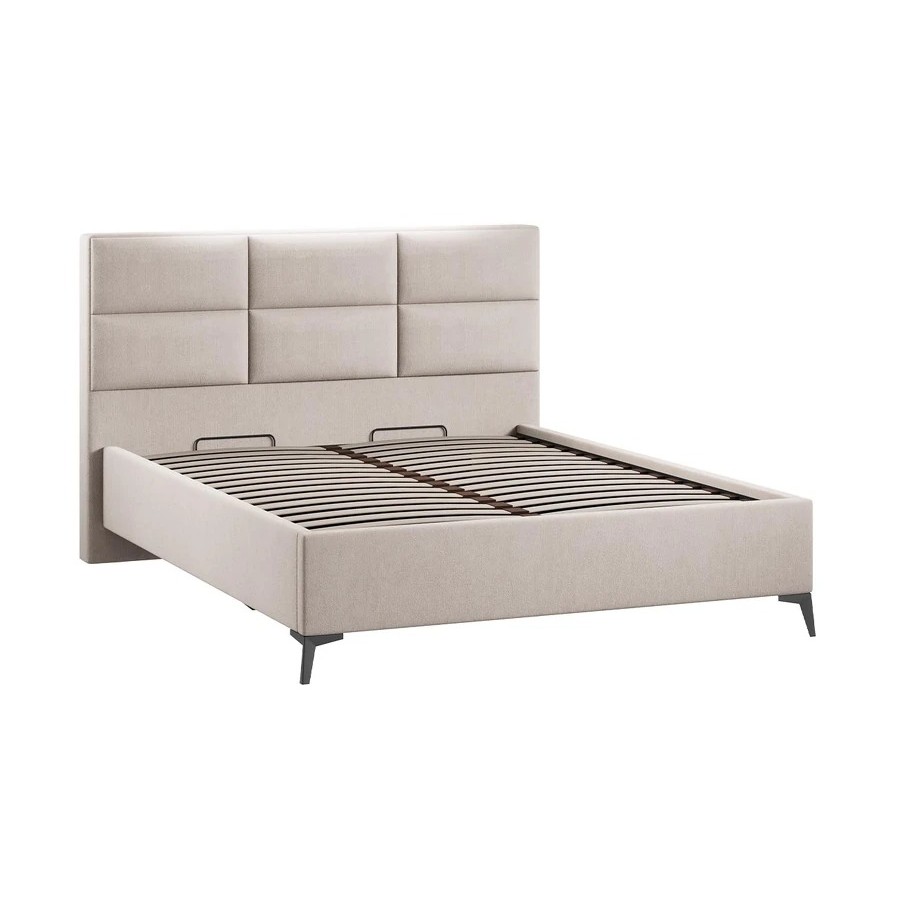 Кровать с ПМ «Делана» (с подъемным механизмом) Велюр Мокко светлый 160 см