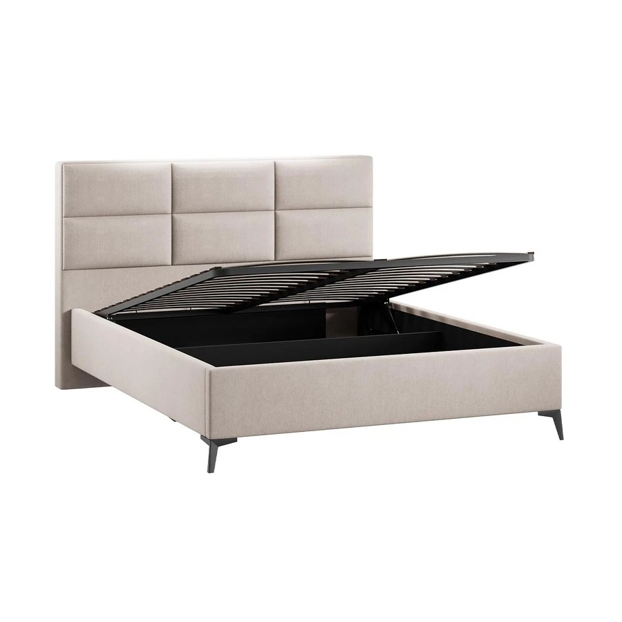 Кровать с ПМ «Делана» (с подъемным механизмом) Велюр Мокко светлый 160 см