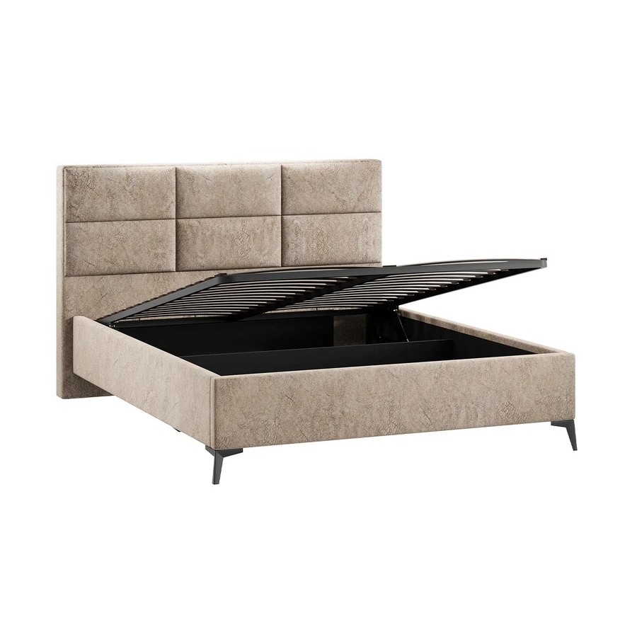 Кровать с ПМ «Делана» (с подъемным механизмом) Микровелюр Wellmart Dark Beige 160 см