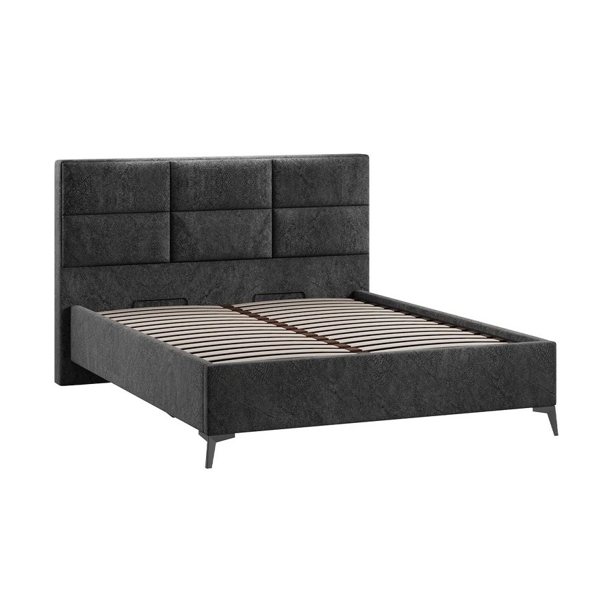 Кровать с ПМ «Делана» (с подъемным механизмом) Микровелюр Wellmart Graphite 160 см