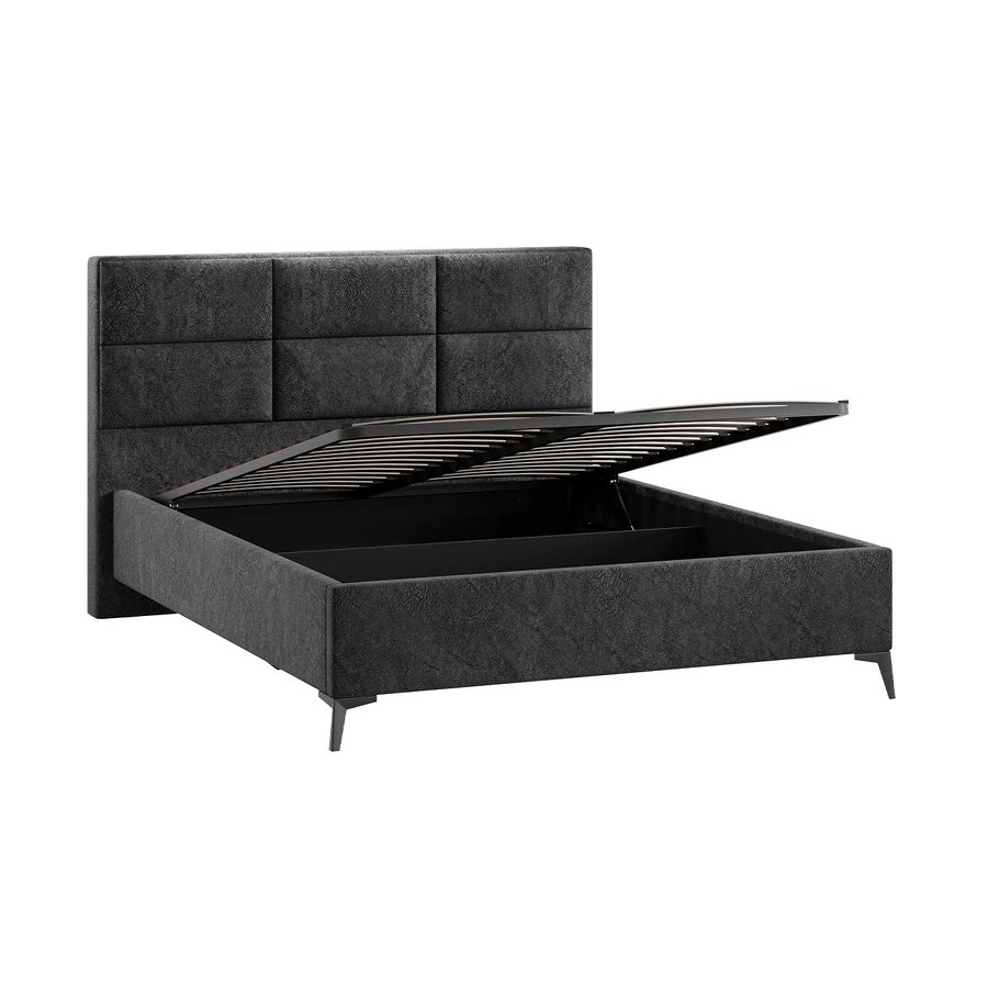 Кровать с ПМ «Делана» (с подъемным механизмом) Микровелюр Wellmart Graphite 160 см