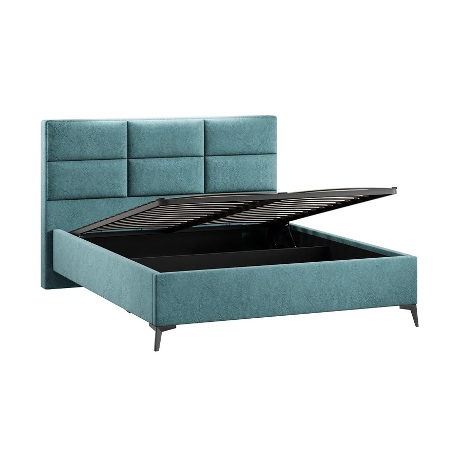 Кровать с ПМ «Делана» (с подъемным механизмом) Микровелюр Wellmart Indigo 160 см