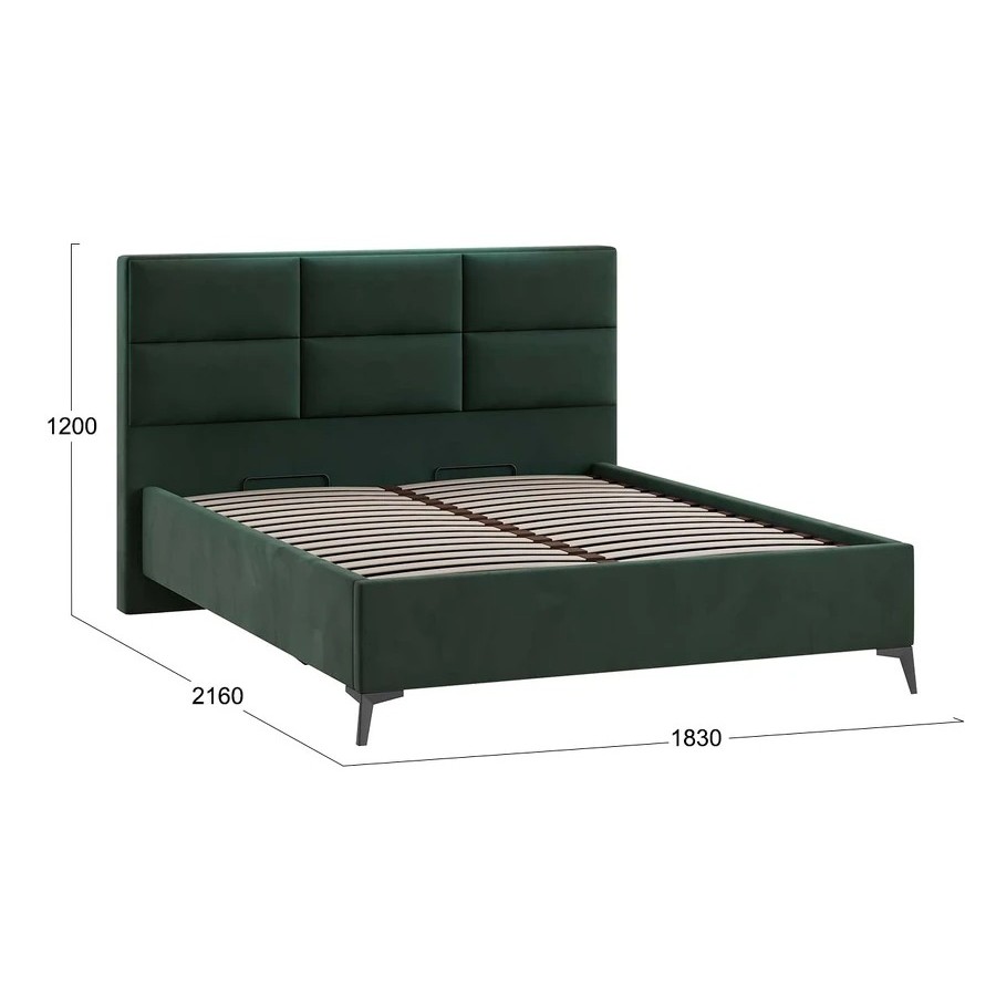 Кровать с ПМ «Делана» (с подъемным механизмом) Велюр Confetti Deep forest 160 см