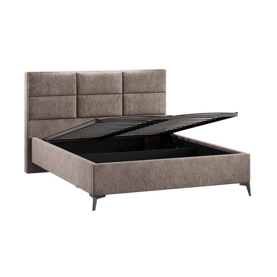 Кровать с ПМ «Делана» (с подъемным механизмом) Микровелюр Wellmart Latte 160 см