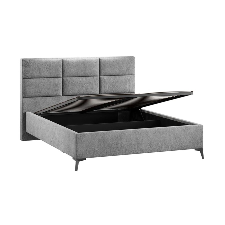 Кровать с ПМ «Делана» (с подъемным механизмом) Микровелюр Wellmart Silver 160 см