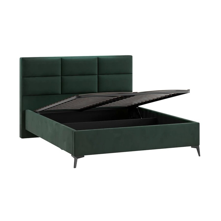 Кровать с ПМ «Делана» (с подъемным механизмом) Велюр Confetti Deep forest 160 см