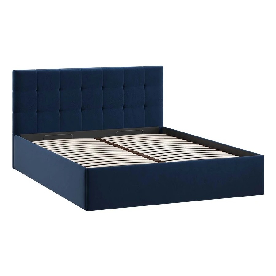 Кровать без ПМ «Джоли» Тип 1 (без подъемного механизма) Микровелюр Wellmart Blue 160 см