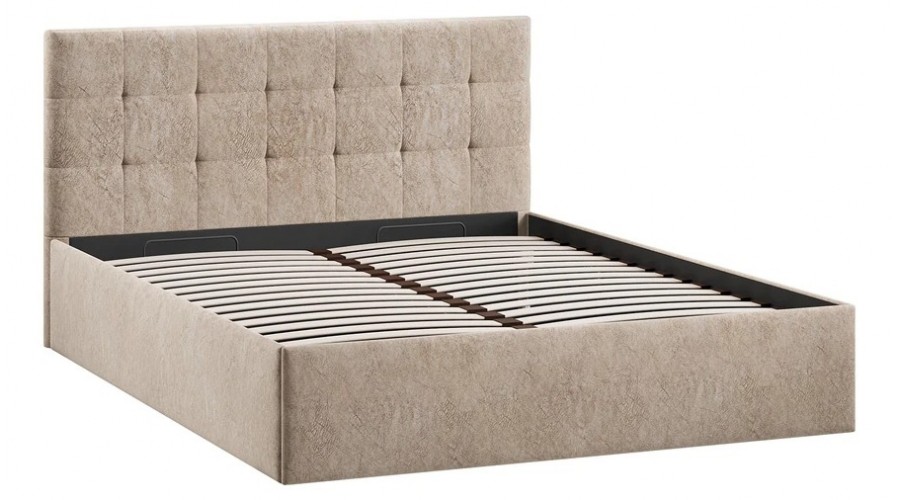 Кровать без ПМ «Джоли» Тип 1 (без подъемного механизма) Микровелюр Wellmart Dark Beige 160 см