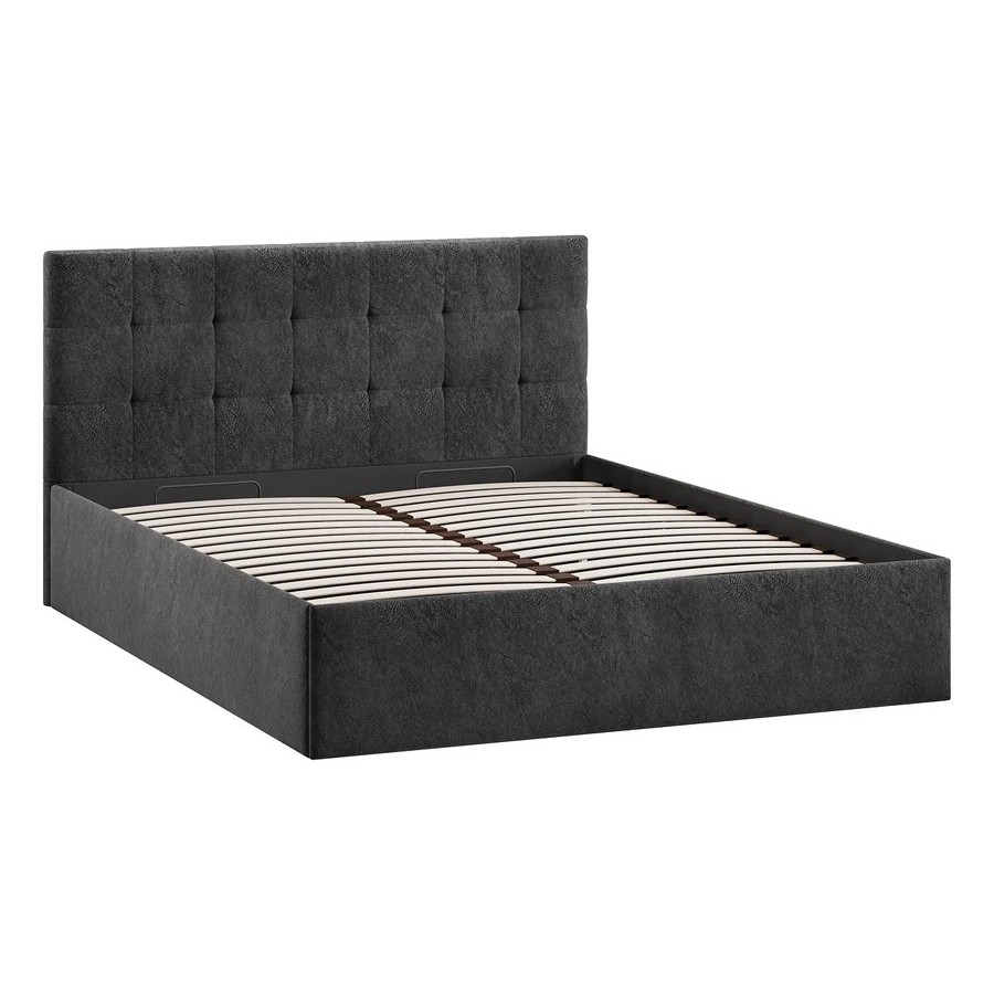 Кровать без ПМ «Джоли» Тип 1 (без подъемного механизма) Микровелюр Wellmart Graphite 160 см