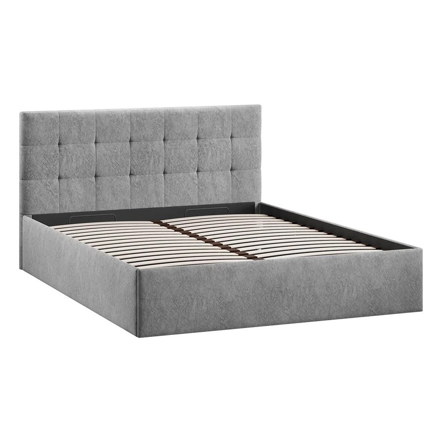 Кровать без ПМ «Джоли» Тип 1 (без подъемного механизма) Микровелюр Wellmart Silver 160 см