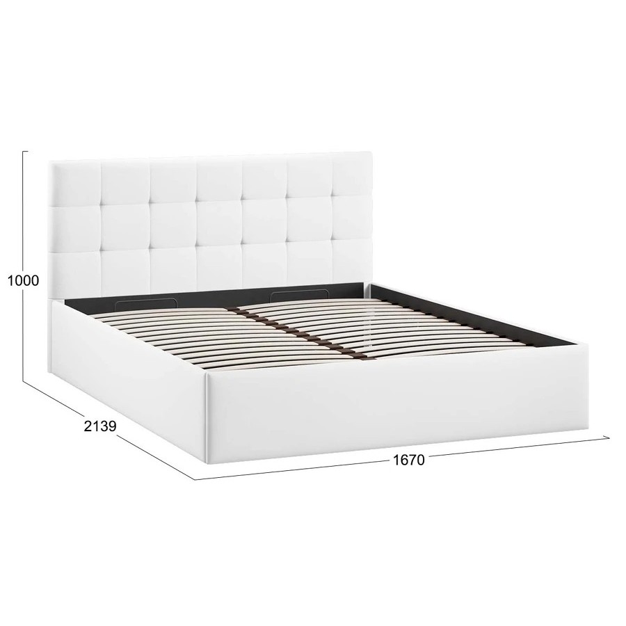 Кровать без ПМ «Джоли» Тип 1 (без подъемного механизма) Экокожа Polo white 160 см