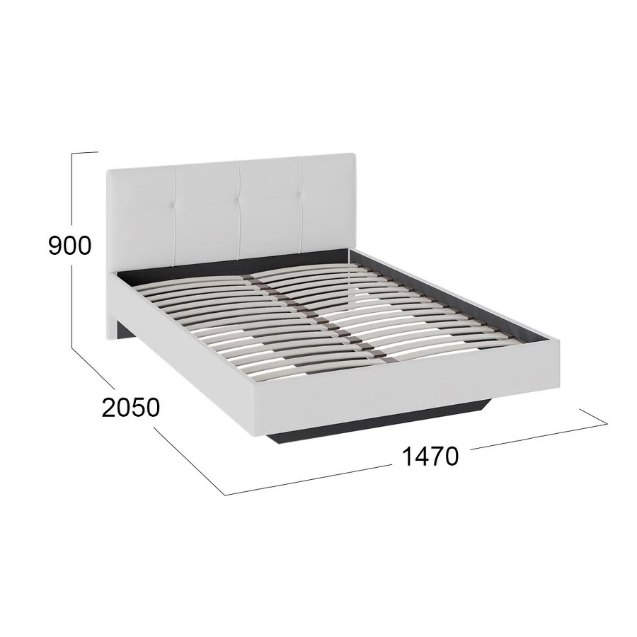 Кровать без ПМ «Элис» Тип 1 (без подъемного механизма)  Экокожа Белая