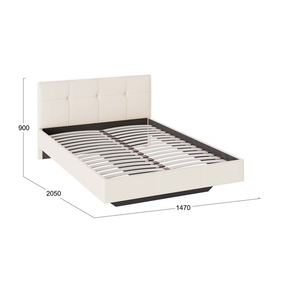 Кровать без ПМ «Элис» Тип 1 (без подъемного механизма)  Экокожа Светлая