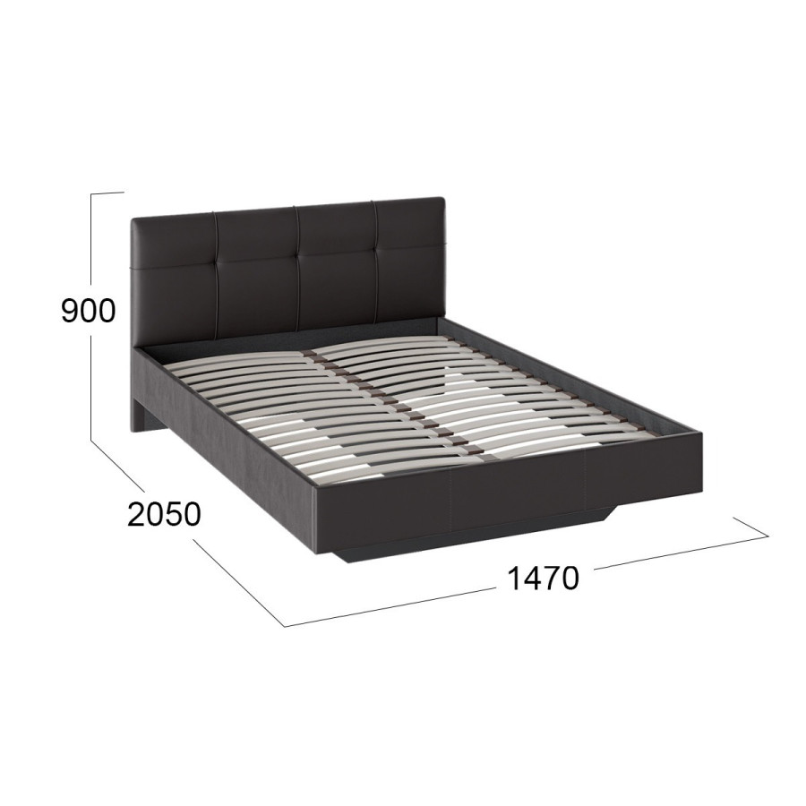 Кровать без ПМ «Элис» Тип 1 (без подъемного механизма)  Экокожа Темная