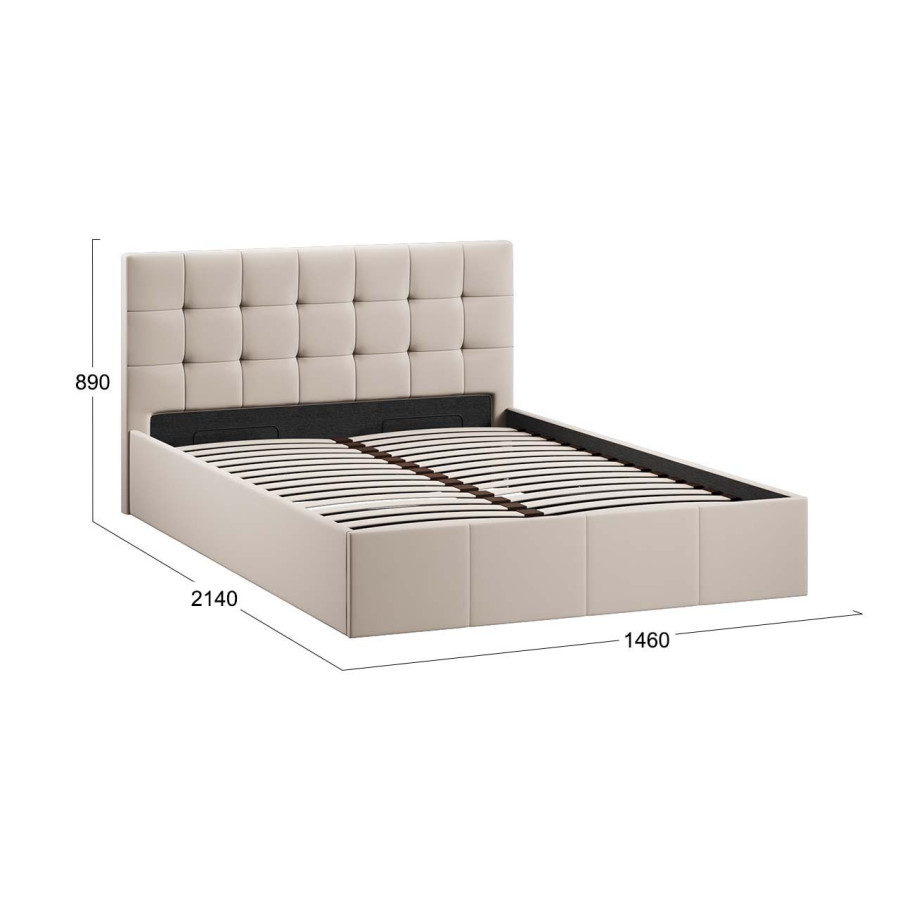 Кровать с ПМ «Эмма» (с подъемным механизмом) с заглушиной Велюр Confetti Cream