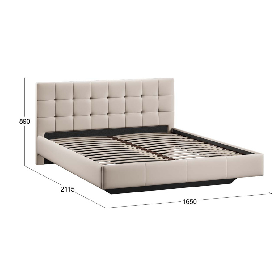 Кровать без ПМ «Эмма» Тип 1 (без подъемного механизма) Велюр Confetti Cream