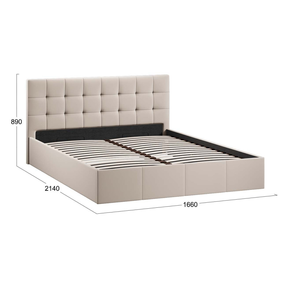 Кровать с ПМ «Эмма» (с подъемным механизмом) с заглушиной Велюр Confetti Cream