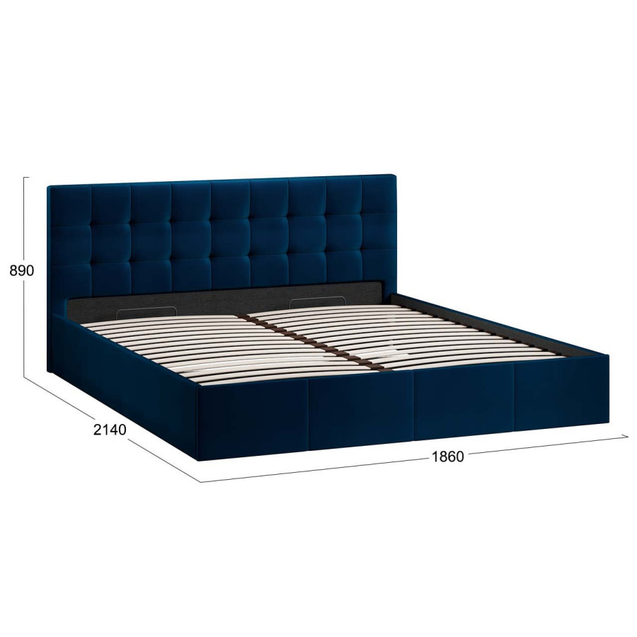 Кровать с ПМ «Эмма» (с подъемным механизмом) с заглушиной Велюр Confetti Blue