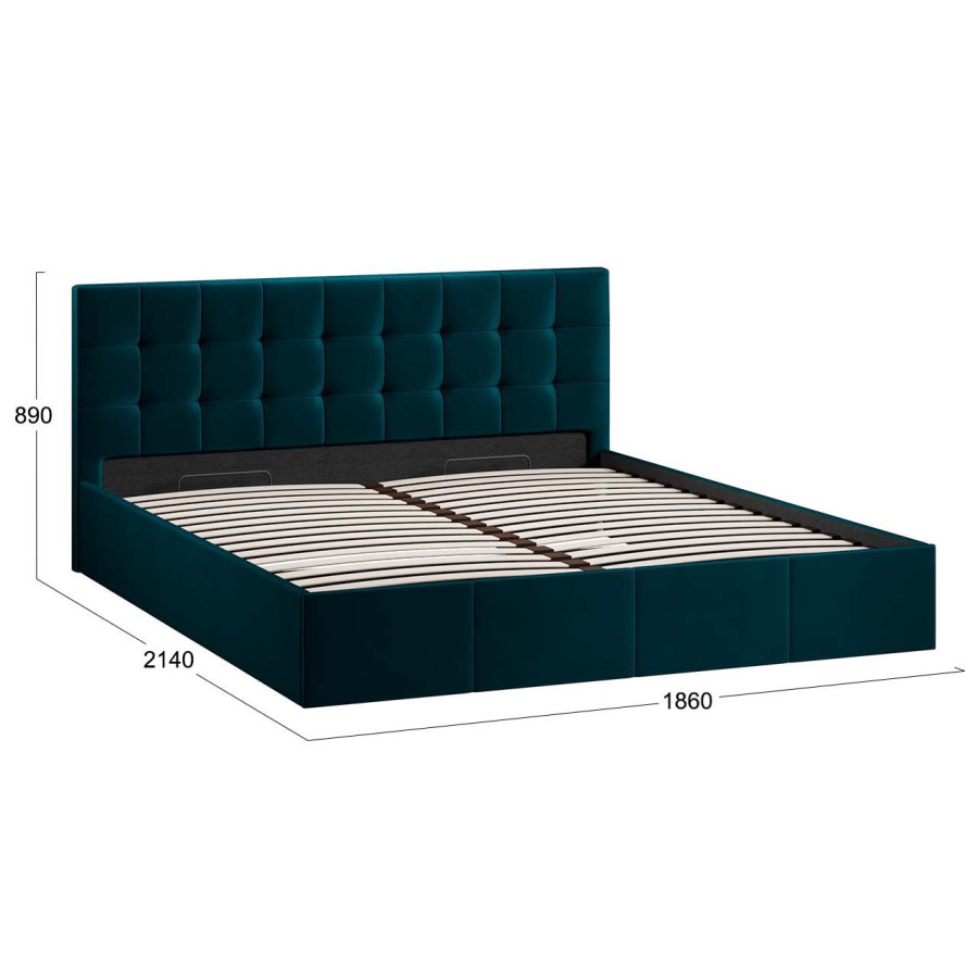 Кровать с ПМ «Эмма» (с подъемным механизмом) с заглушиной Велюр Confetti Izumrud