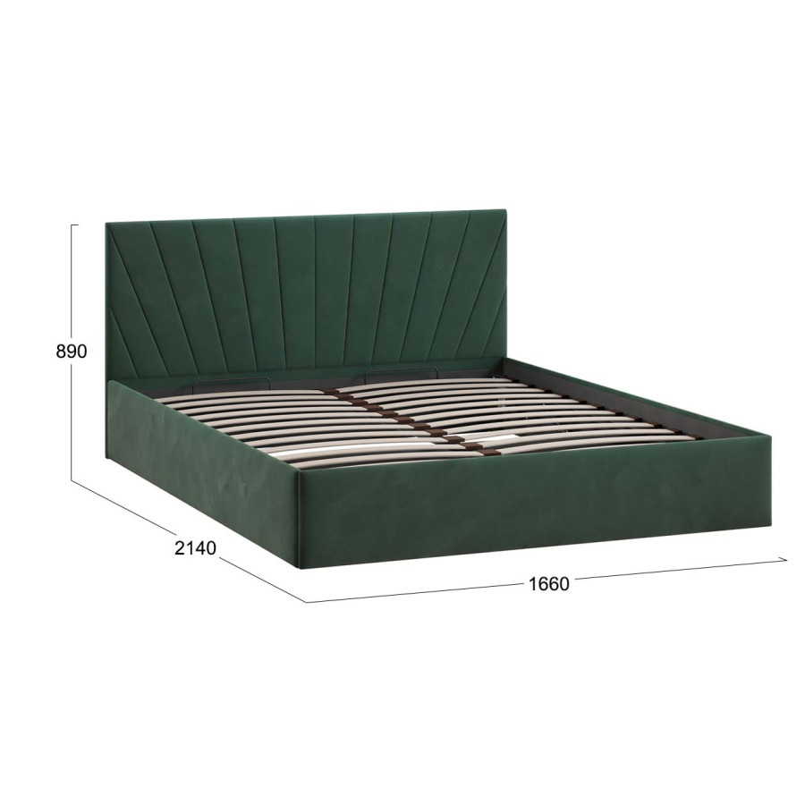 Кровать с ПМ «Эвори» Тип 1 (с подъемным механизмом) с заглушиной Велюр Confetti Deep forest