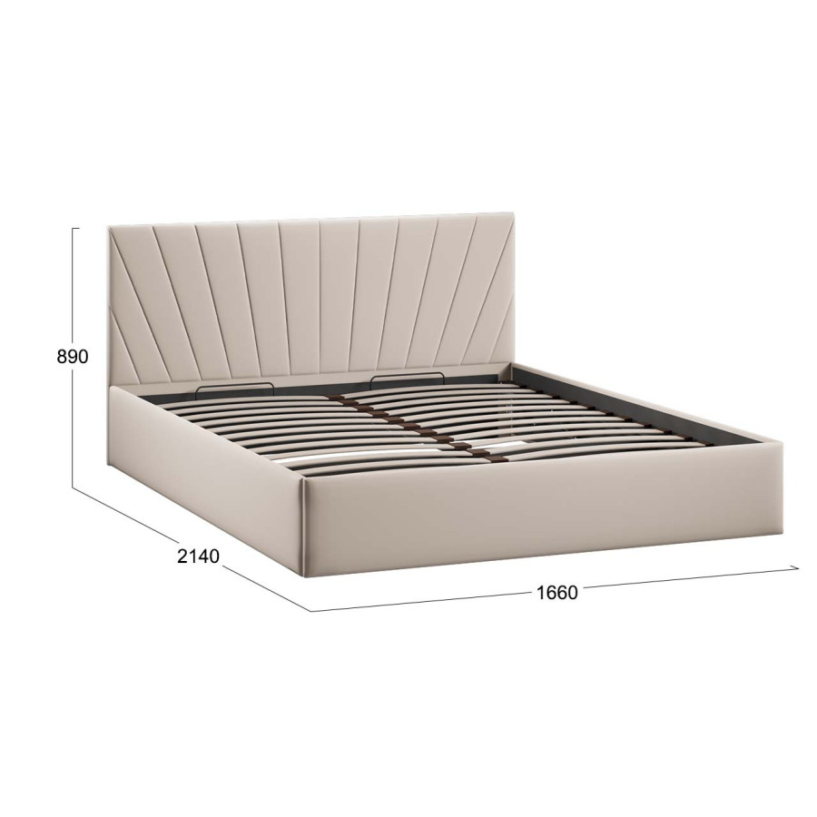 Кровать с ПМ «Эвори» Тип 1 (с подъемным механизмом) с заглушиной Велюр Confetti Cream