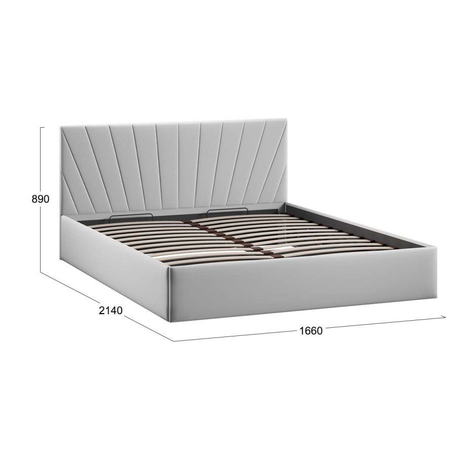 Кровать с ПМ «Эвори» Тип 1 (с подъемным механизмом) с заглушиной Велюр Confetti Silver